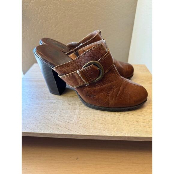 BOC Brown Leather Heeled Mules - Size 8 - Picture 5 of 10